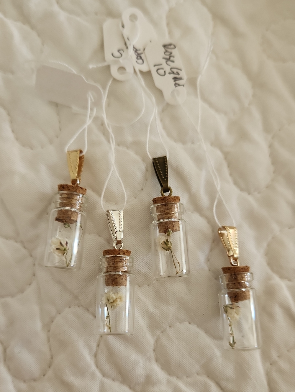Real Flower Glass And SILVERTONE Pendant (Choose One By Number)